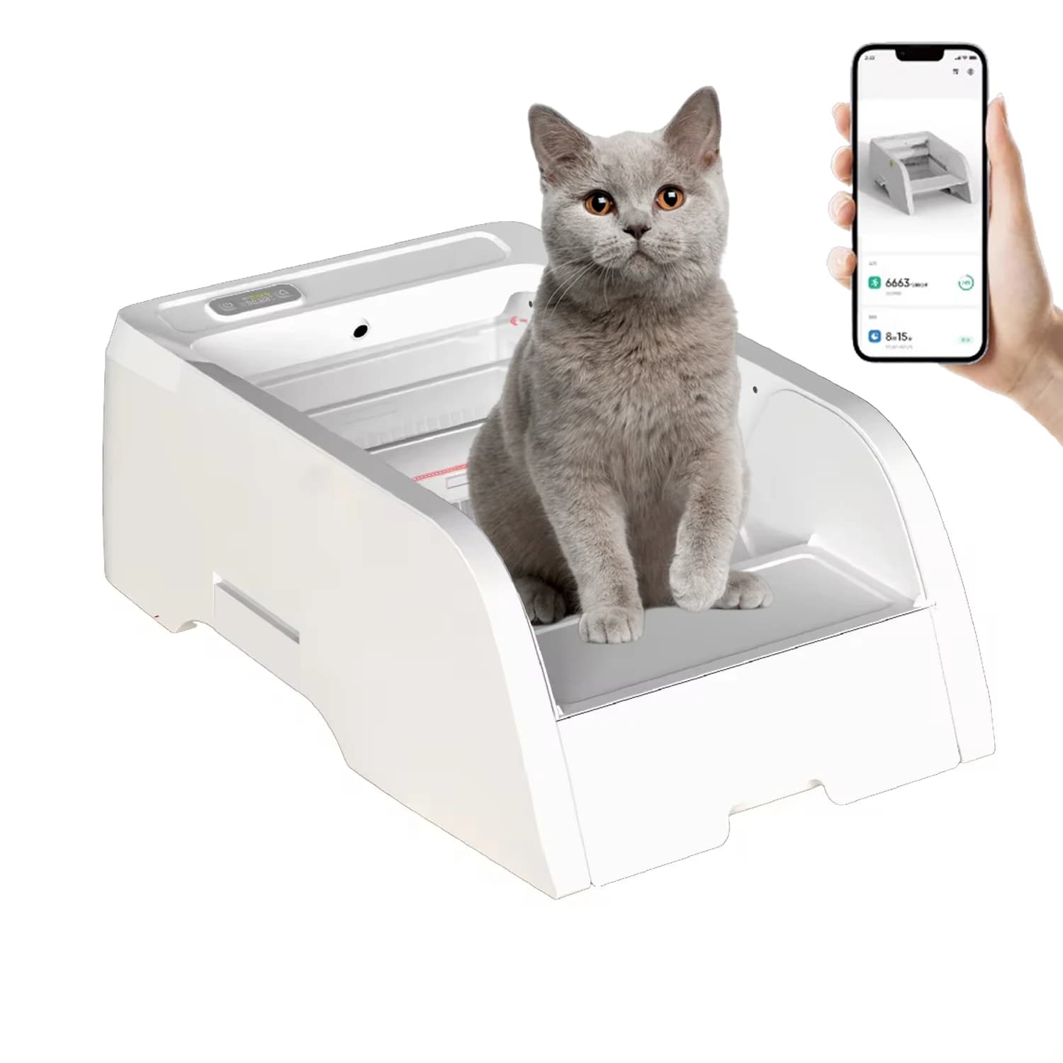 Lettiera per gatti intelligente autopulente automatica Controllo APP WIFI Toilette per animali domestici in plastica Design aperto Toilette per gatti intelligente Prodotti per gatti