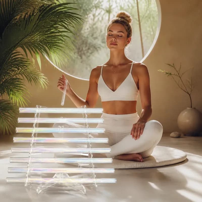 STAR LIN KUP 8 Note Crystal Singing Harp Cosmic Sound Healing Instrument with Alumina Carry Box Musical Therapy Tool for