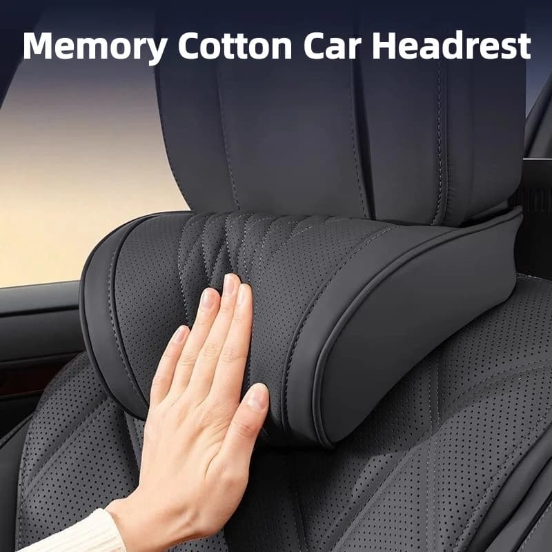 Luxurious headrest cushion for memory foam car, supplied with a leather lining, soft seat cushion breathable and comfortable