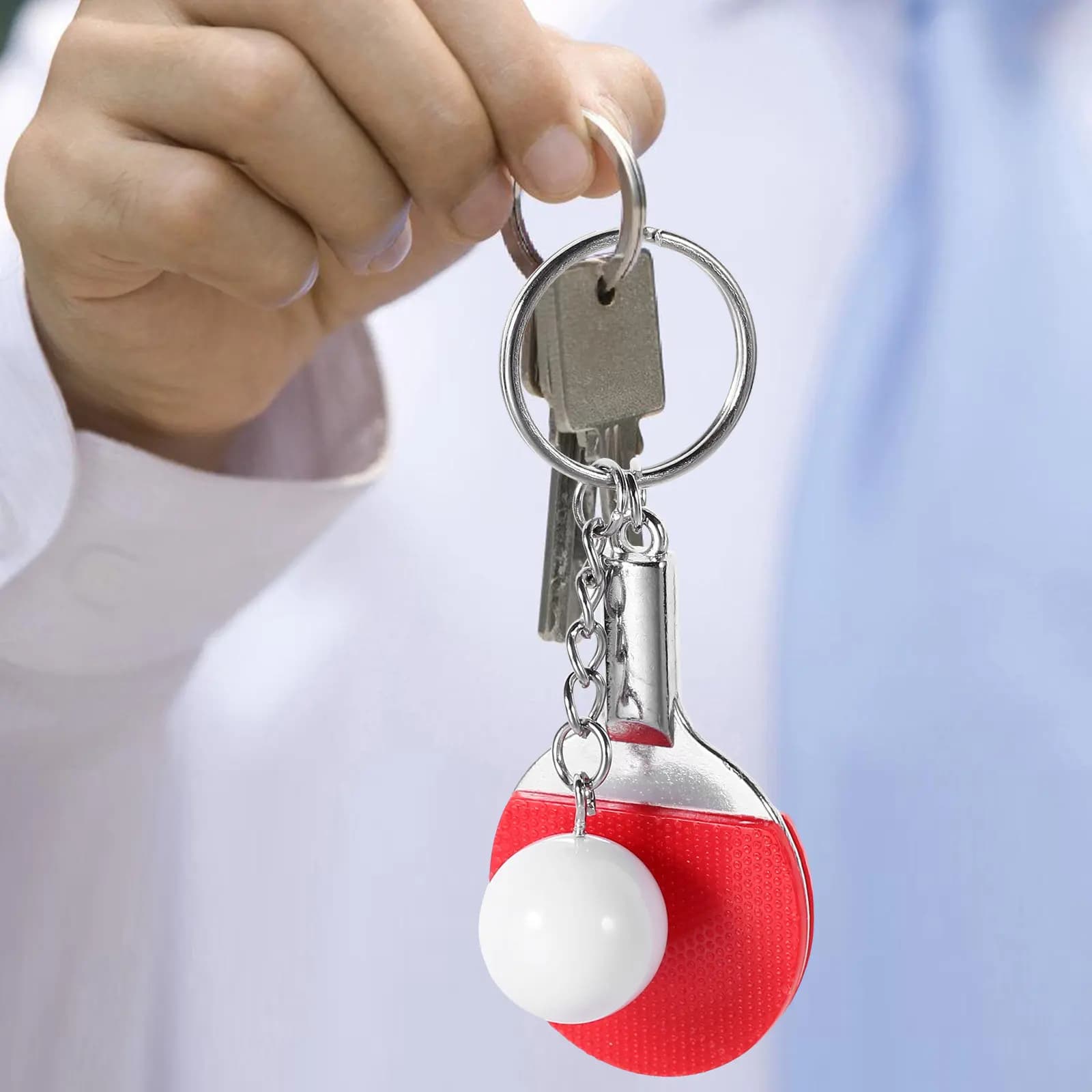 Set di 6 Portachiavi a Tema Pallina da Tennis da Tavolo per Donne e Uomini, Accessori per Portachiavi