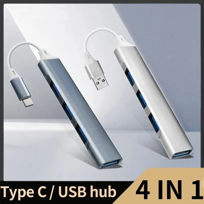 Hub USB 3.0 a 4 porte, Hub USB C ad alta velocità, splitter di tipo C 5 Gbps per accessori PC, HUB multiporta con 4 porte USB 3.0 e 2.0
