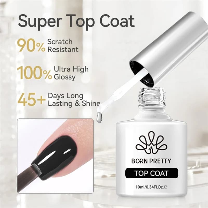 BORN PRETTY 10ml Super Top Coat No Wipe Base superiore Matte Top Coat Enhancer Vernice semipermanente Soak Off UV LED Smalto gel per unghie