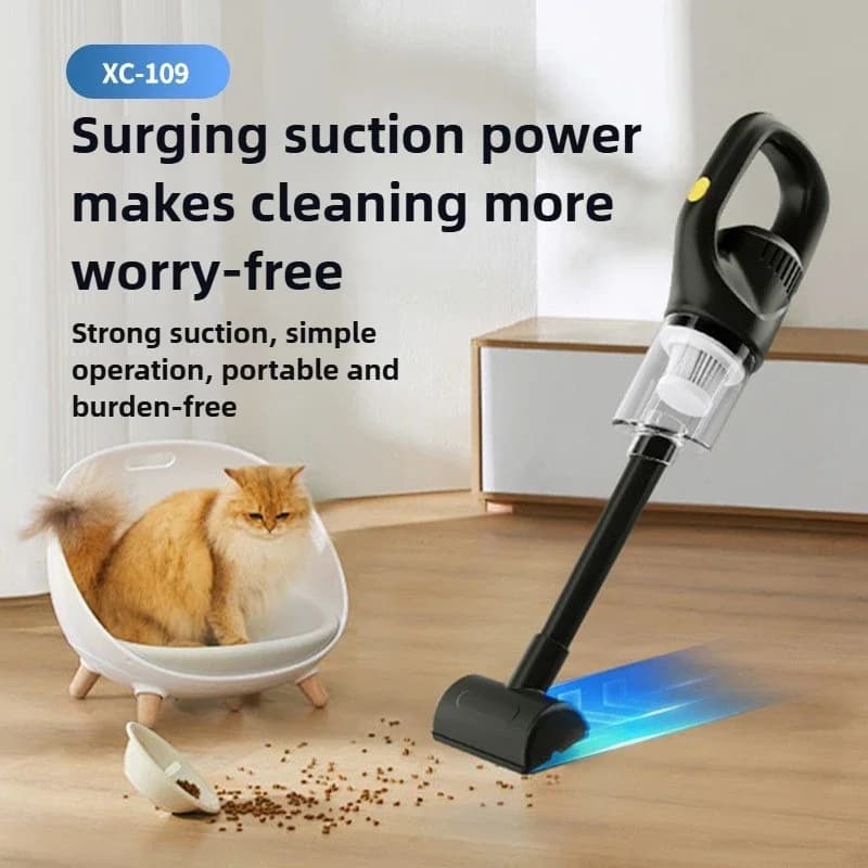 Aspirapolvere Portatile con Ricarica Wireless, Alta Potenza e Forte Aspirazione, Doppio Uso per Casa e Auto
