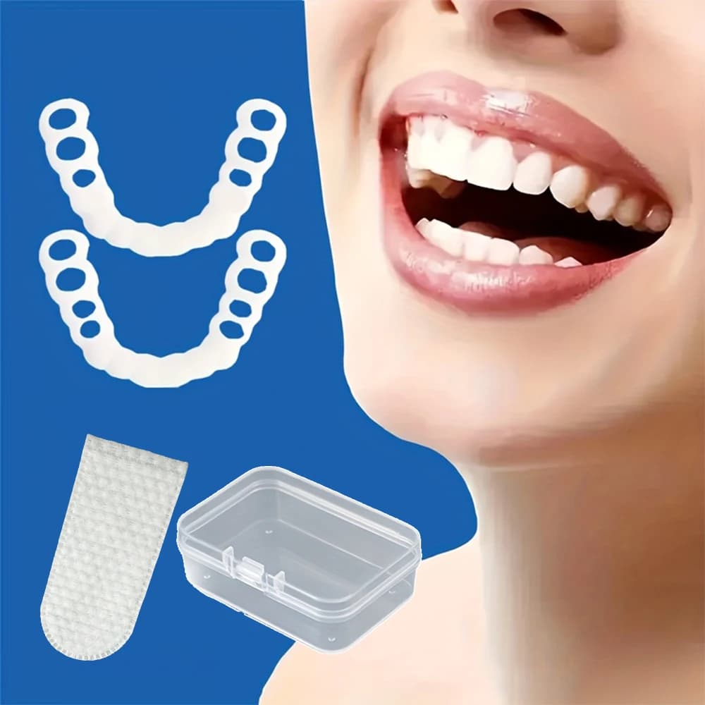 Copertura Dentale in Silicone per Sbiancamento Denti, Effetto Sbiancante Perfetto, Strumento di Bellezza per Denti Superiori, Riutilizzabile, Cosmetico