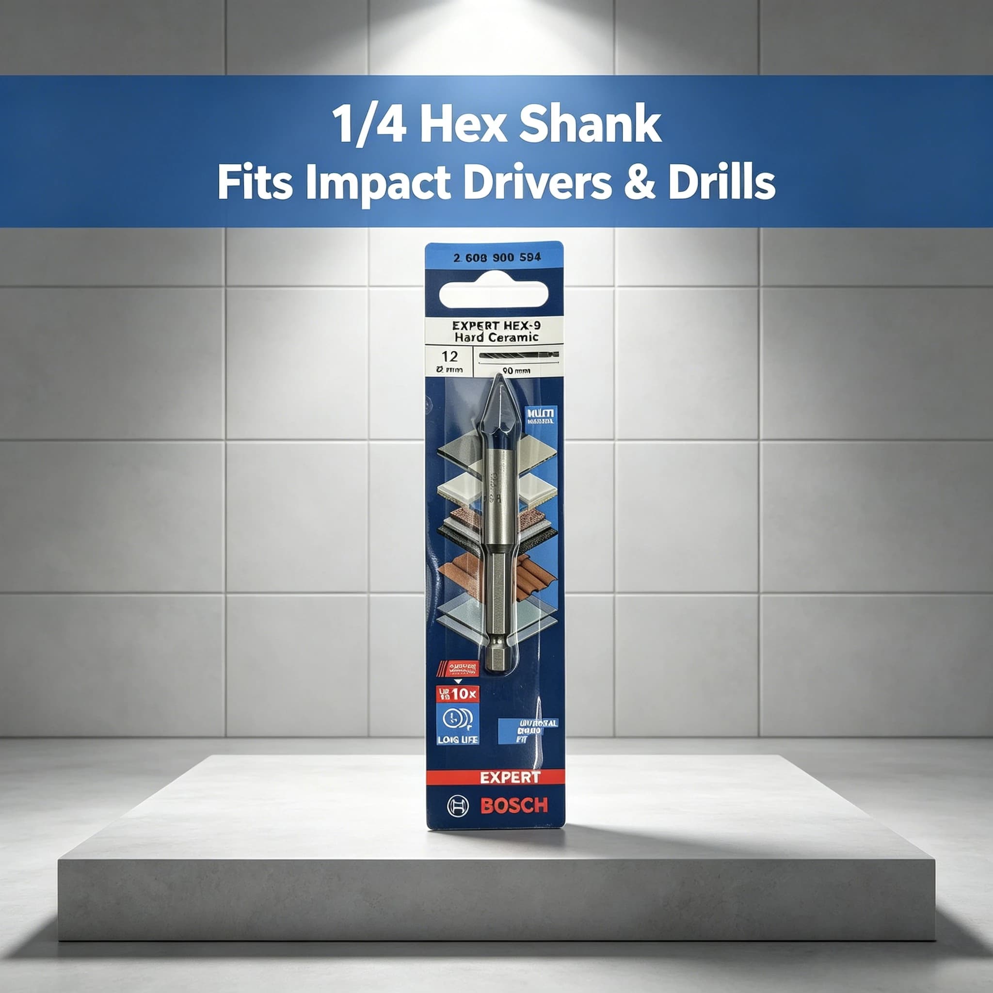BOSCH Hex-9 Hard Ceramic Drill Bits EXPERT Small Blue Arrow Marble Floor Vitrified Tiles Drilling Hole Power Tool Accessories