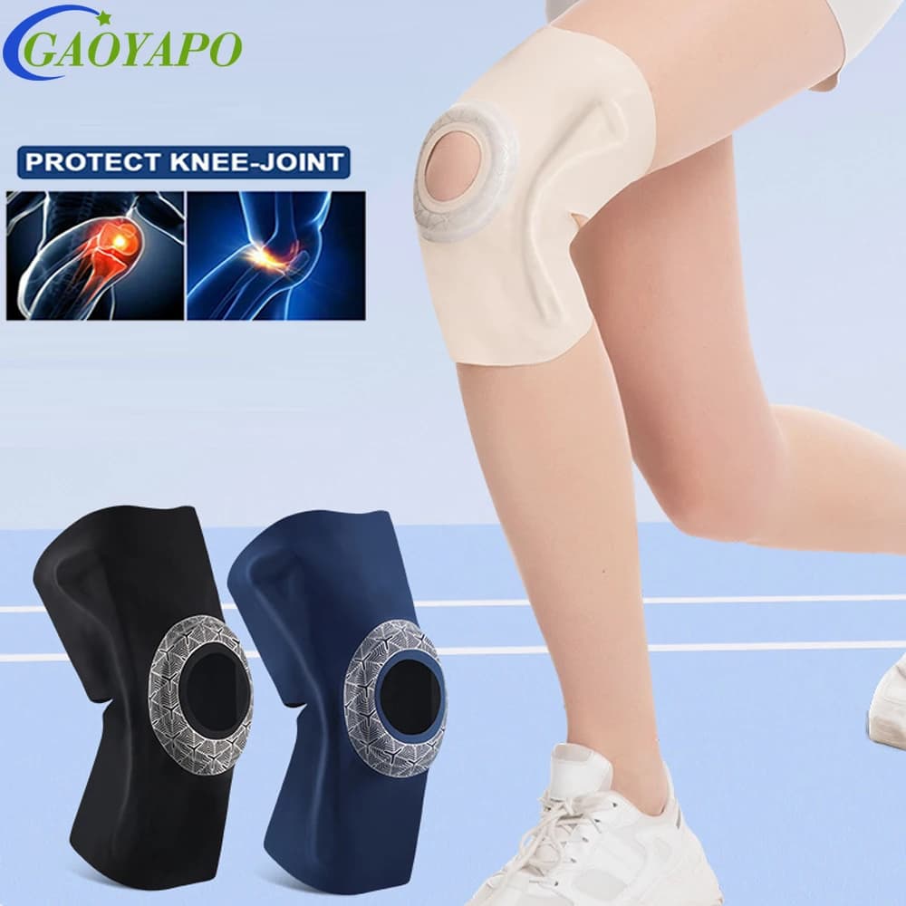1 pezzo di ginocchiera sottile con cuscinetto in EVA rotuleo e stabilizzatori laterali in resina, supporto per ginocchio con manica di compressione per artrite, allenamento