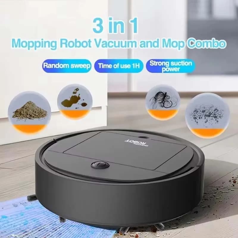 Nuovo Robot Aspirapolvere Intelligente 3-in-1 2026, Potenza di Aspirazione 4000pa, Macchina per Pulizia Domestica Completamente Automatica, Ricarica USB, Aspirapolvere Intelligente