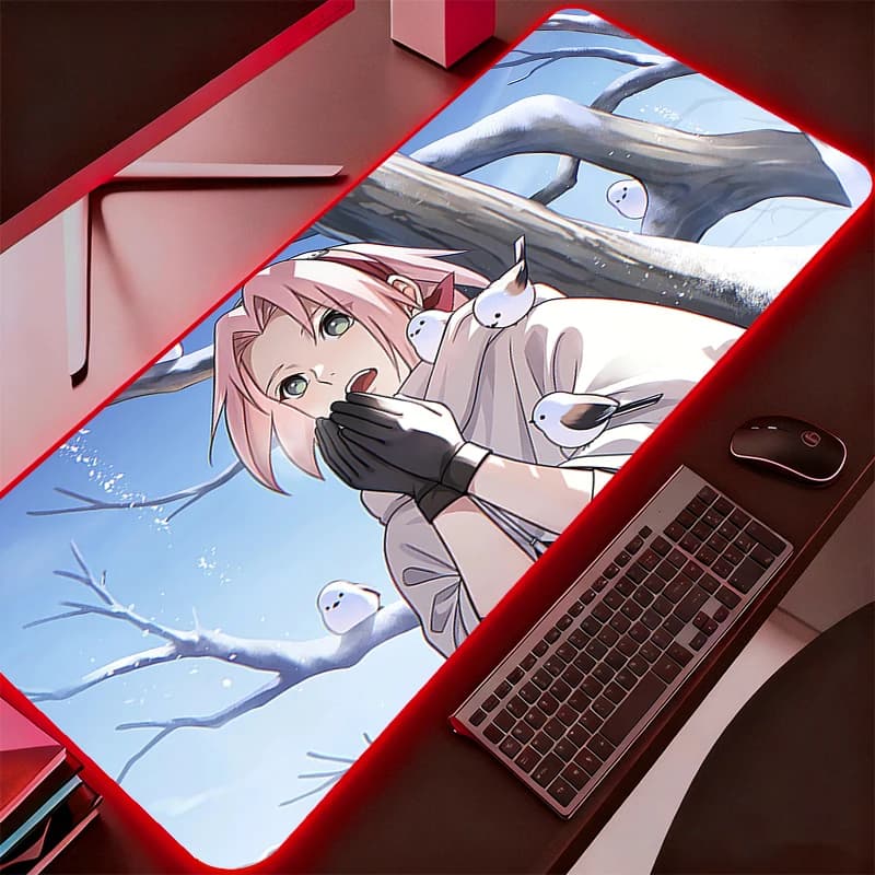 Tappetino per mouse RGB Naruto retroilluminato, grande, per PC, accessori da gaming, tappetino LED per tastiera, tappeto da scrivania, resistente, Max