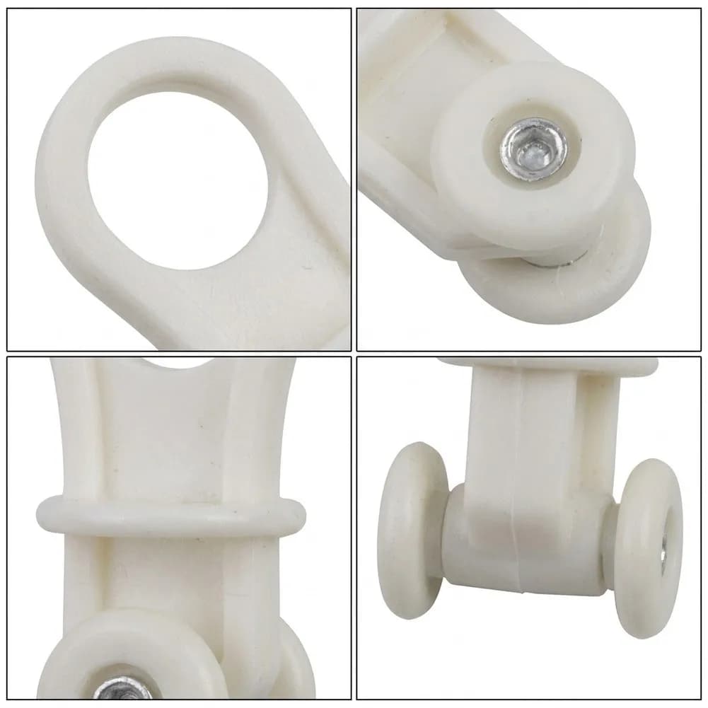 100 pcs Car Sunshade Curtain Roller Pulley Hooks Sliding Plastic Clips for Automotive Interior Accessories White 4.1x1.7x1.5cm