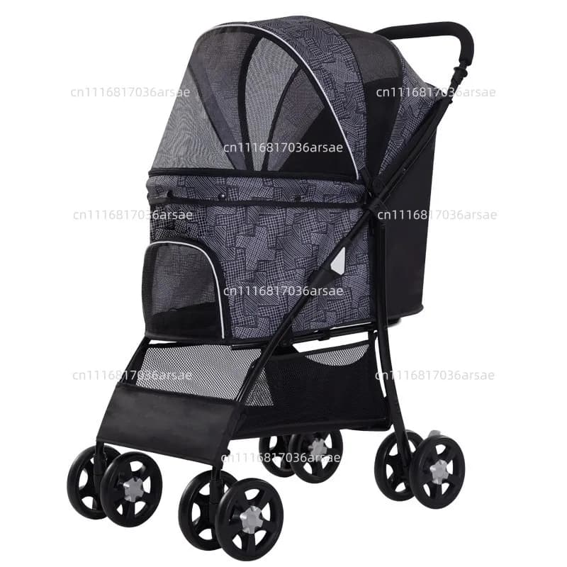 High Quality Folding Removable Four-wheeled Travel Walk Carrier Cats Dogs Pet Stroller