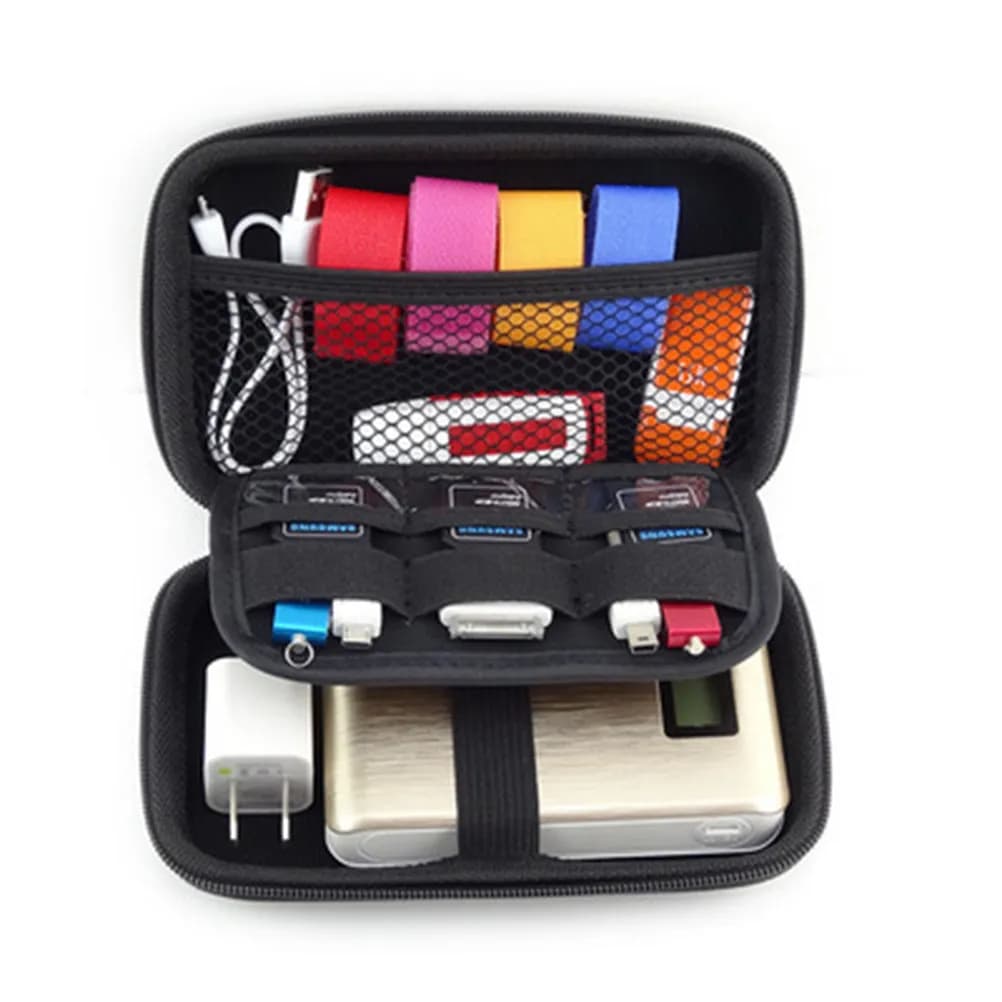Organizer Portatile Nero Impermeabile per Accessori Elettronici, Borsa da Viaggio Resistente per Caricabatterie, Cavi e Gadget