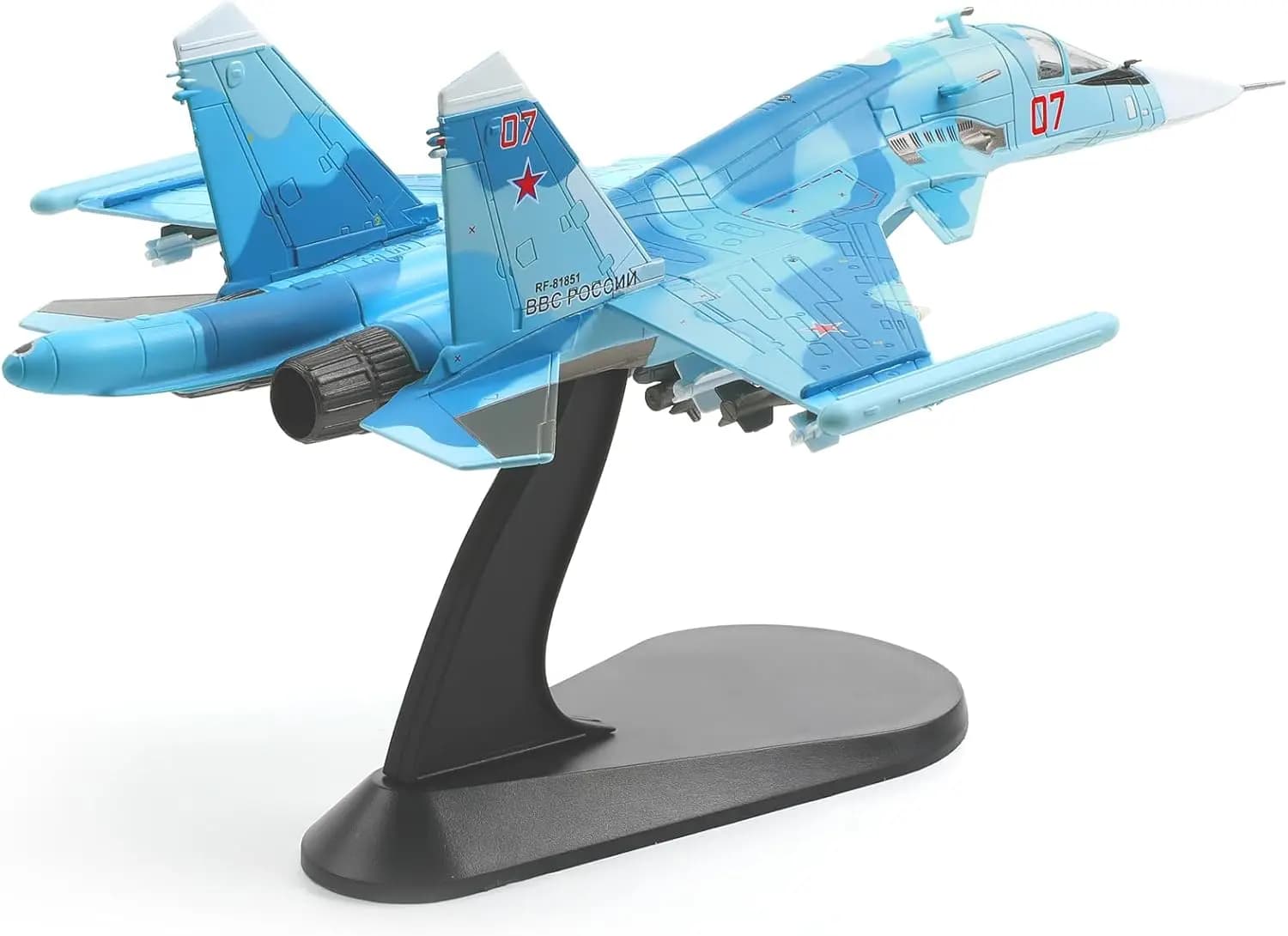 Sukhoi SU-34 Flanker 1/100 Diecast Metal Aircraft Model Kit Military Fighter Alloy Pre-Build with Display Collections or Gift
