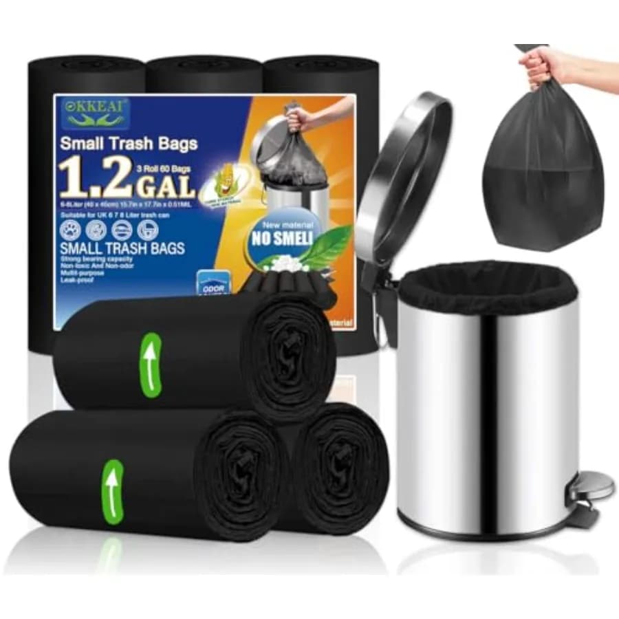 Small Garbage Bags for Bathroom Can 5 L Trash Bags 1.2 Gal Waste Basket Liners for Bathroom Mini Trash Bags Trash Plastic Bags