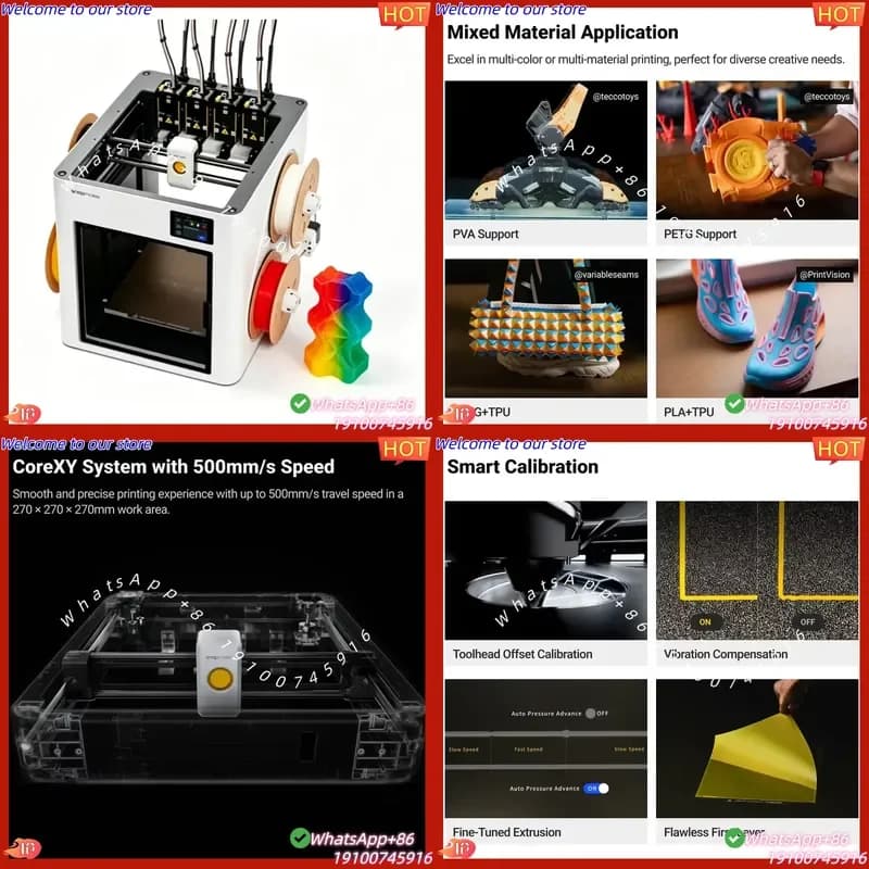 2026 Snapmaker U1 4 Toolhead Automatic FDM 3D Printer 270*270*270mm High Precision USB Support PLA PETG TPU ABS Multi-color