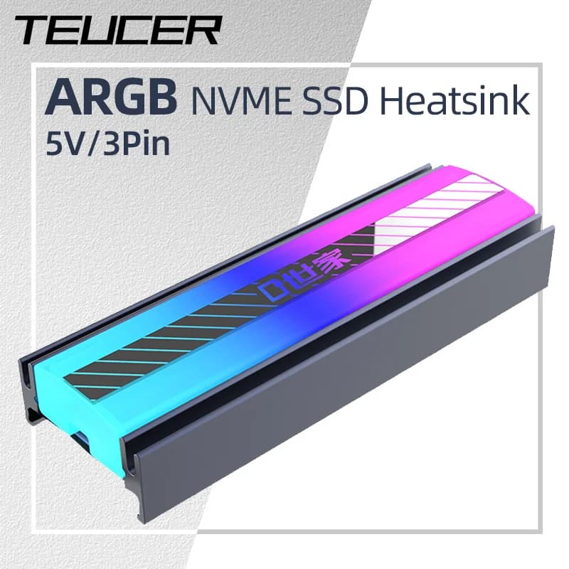 TEUCER M.2 NVME SSD Dissipatore di calore 5V 3Pin ARGB Luci colorate 2280 Dispositivo di raffreddamento per unità a stato solido