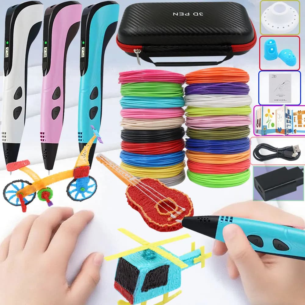 New Design 3D Printing Pen for Kids with LCD Display Power Adapter Travel Case Filament PLA Birthday Gift for Kids