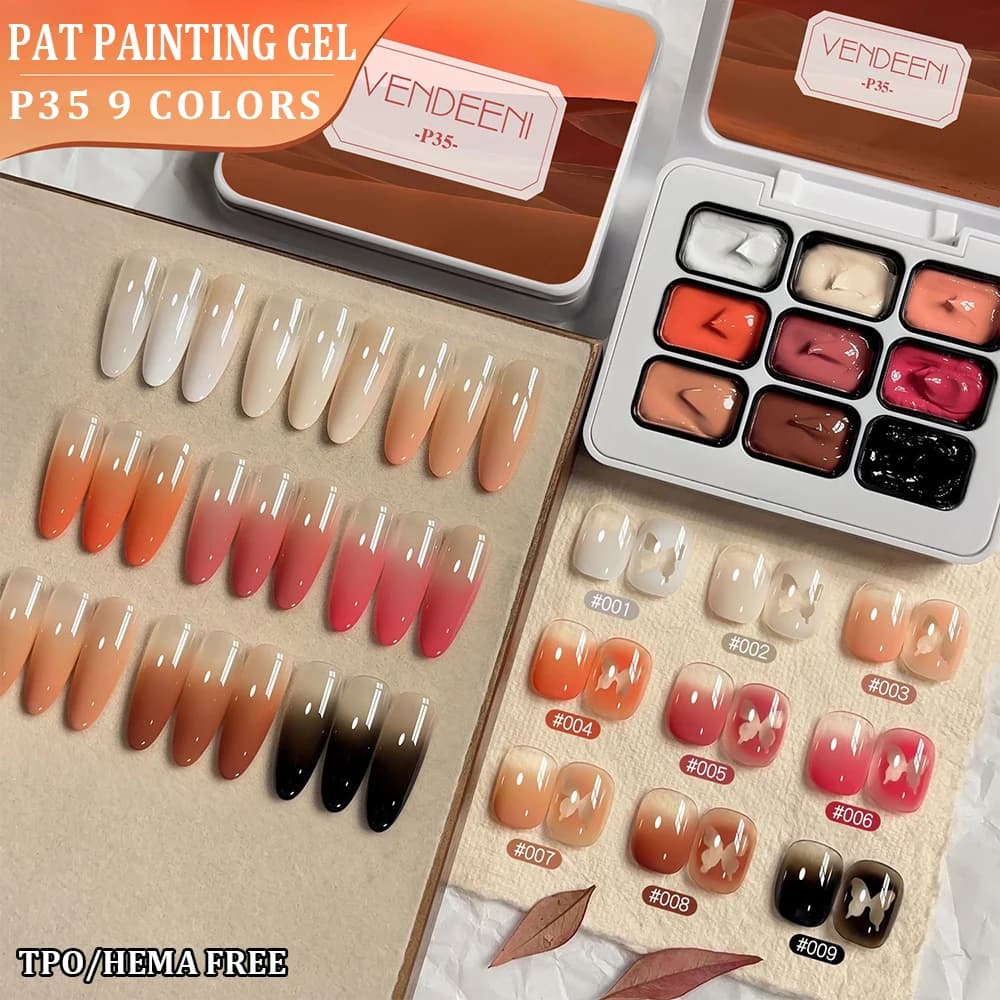 Vendeeni TPO HEMA FREE 9 Griglia Marrone Accarezzamento Gel Smalto per unghie UV LED Soak Off Gel Vernice Fioritura Gradiente Pittura Gel Lacca