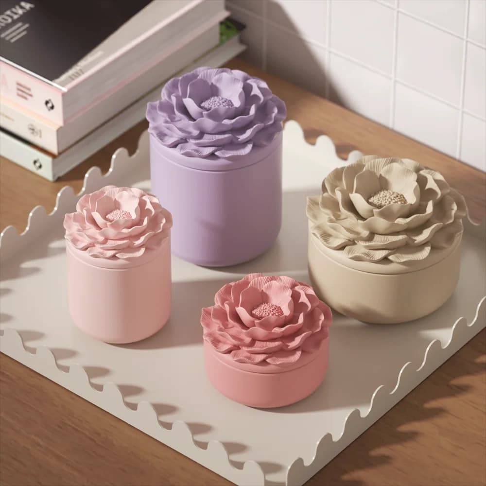 Nicole Camelia Candle Jar Silicone Print Jesmonite Refill Mold for Candles Reusable Mould for Concrete Flower DIY Flower