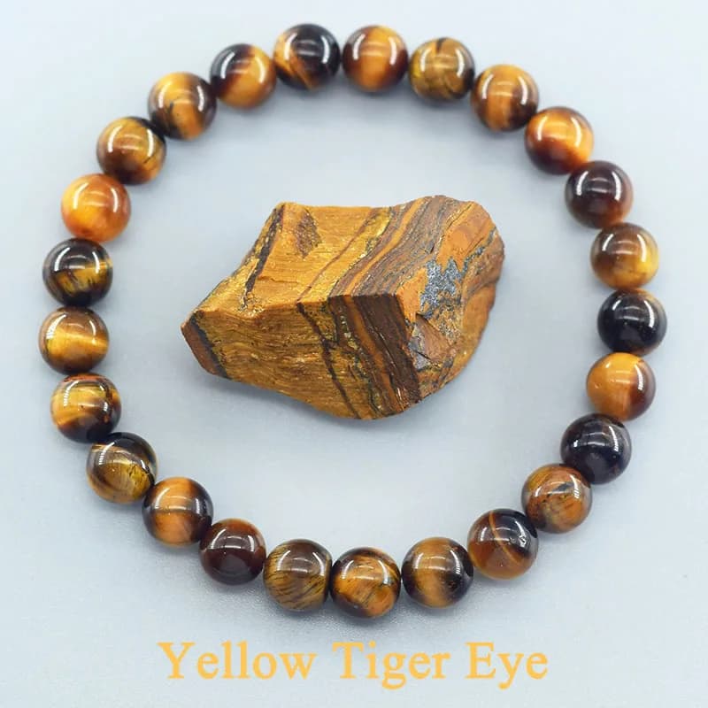 5A Bracciale occhio di tigre naturale Bracciale per uomo e donna con ciondolo in pietra naturale Guarigione Buddha Corda elastica Coppia Bracciale con perline di cristallo