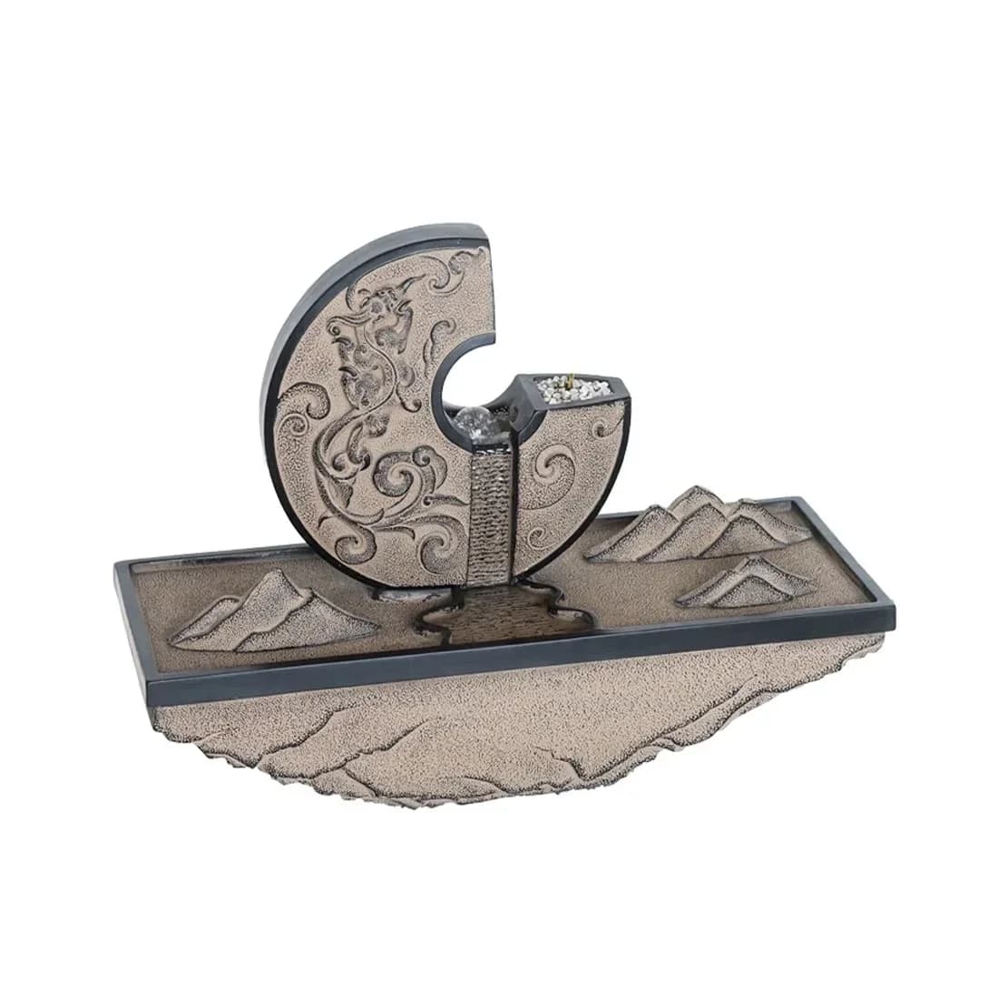 Nuova Fontana da Tavolo Cinese Creativa con Sfera di Cristallo Portafortuna, Ornamento Decorativo Zen per Ufficio e Veranda