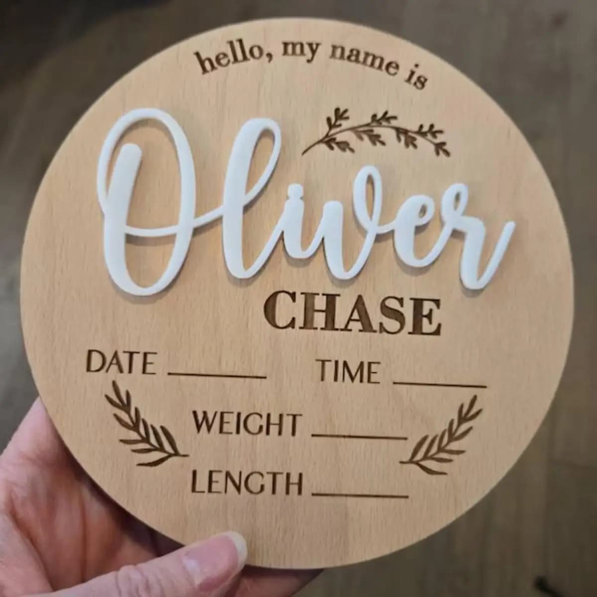 1Pc Custom Baby Announcement Sign Wooden Name Plaque,Home Room Office Wall Door Decor,DIY Paintable,Birthday Wedding Gift