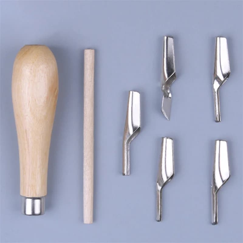 Set di Utensili per Intaglio in Legno e Gomma con 5 Lame per Stampa Artistica, Scultura Fai-da-Te, Strumenti Essenziali per Belle Arti
