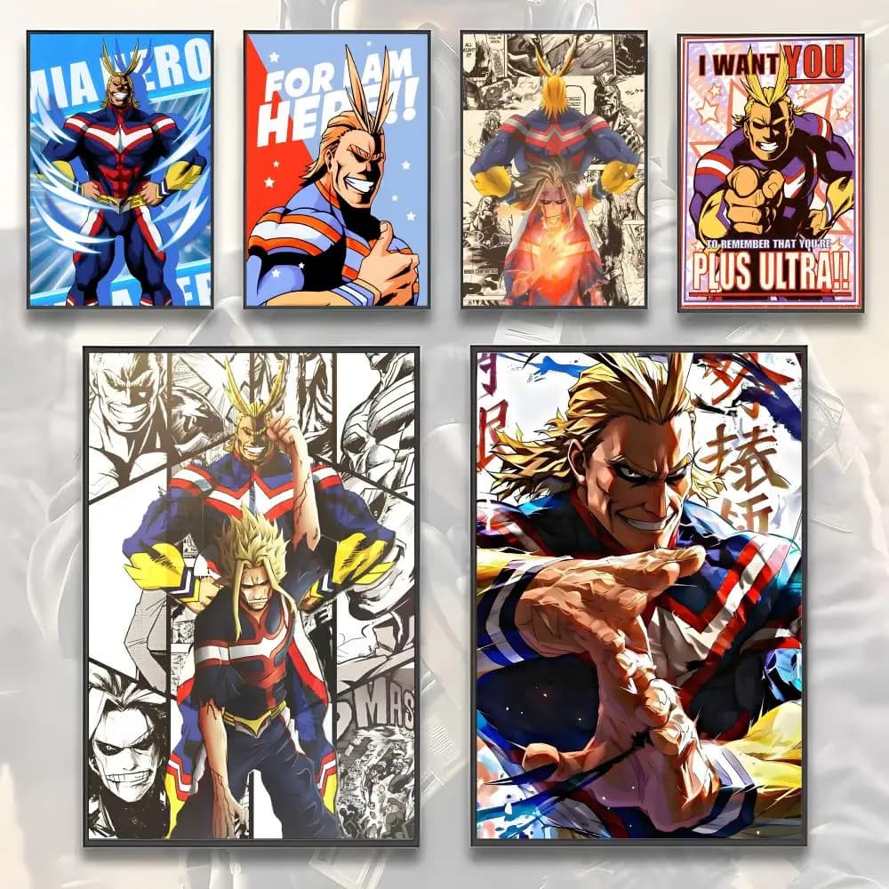 Anime Academia All Might cartoon Painting Calligraphy HD Canvas Poster living room bedroom bar aesthetic decoration