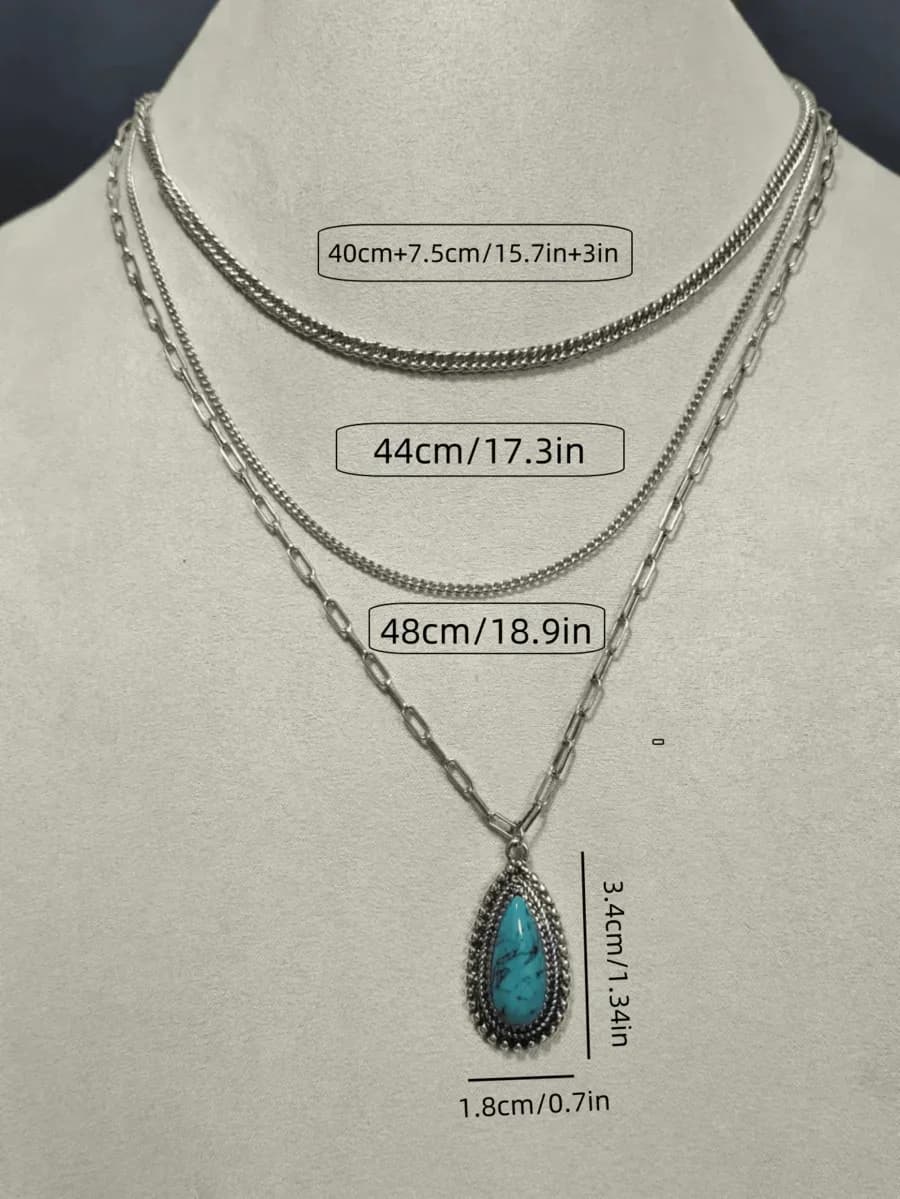 Collana a strati con ciondolo in turchese stile vintage per donna