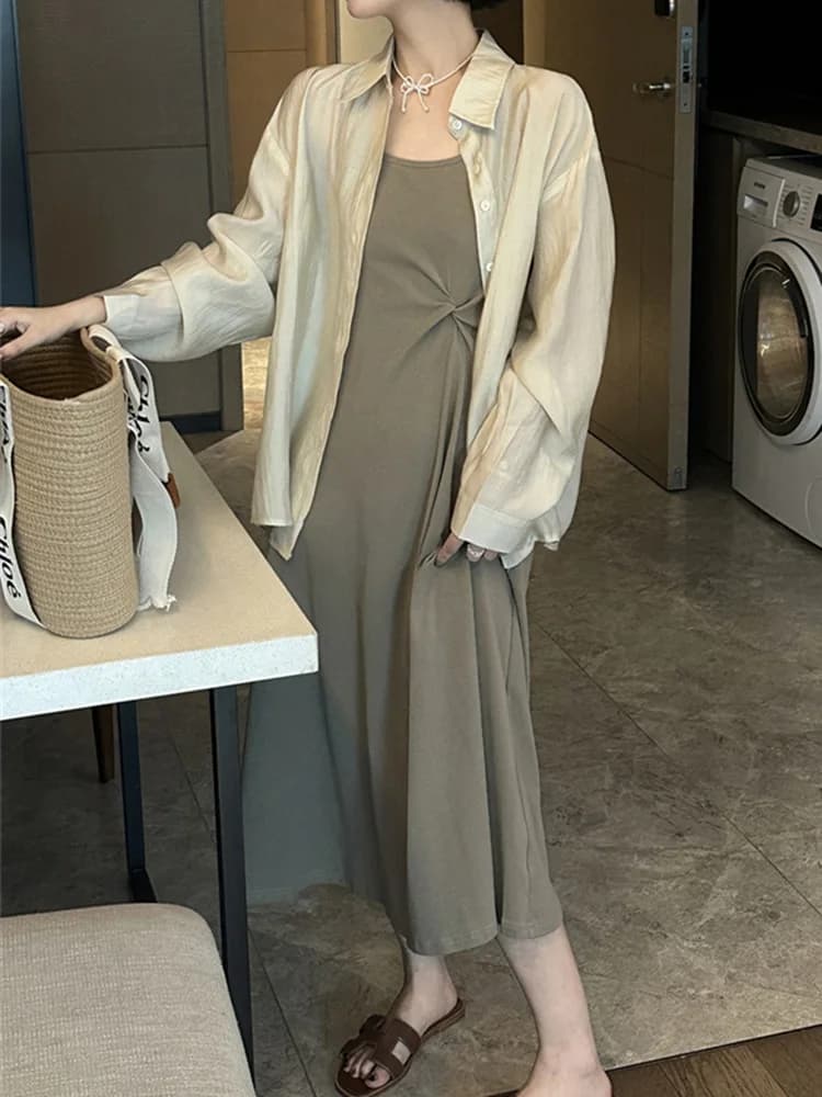 Stylish Summer Outfit Women's Sleeveless Neck Two-Piece Set Beautiful Sunscreen Vest Dress Complete Set Fashionable 2026
