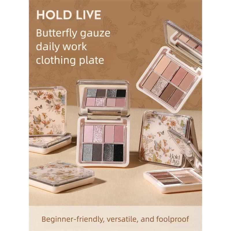 Palette di ombretti HOLD LIVE: combinazione doppia di ombretti floreali e trucco nero in otto colori, portatile per l'uso quotidiano