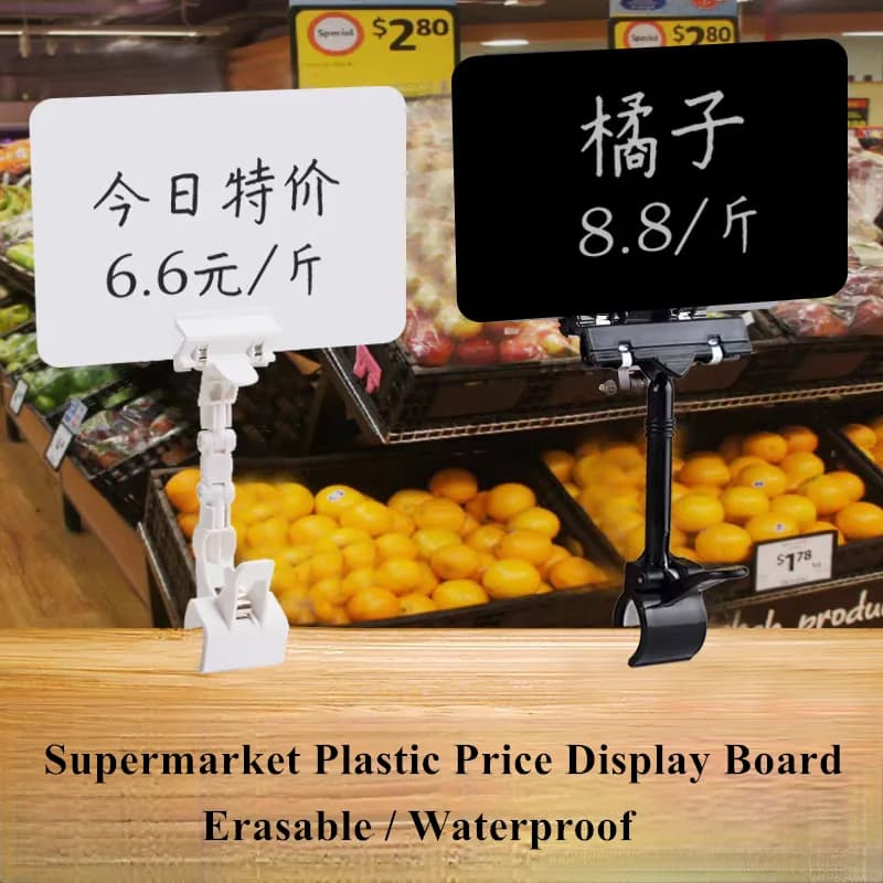 10 Pezzi Porta Cartello per Merce Regolabile Impermeabile Cancellabile Scaffale Etichetta del Prezzo Etichette per Carte Frutta Pane Carta del Prezzo POP Clip