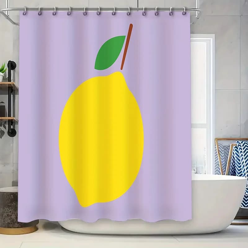 Tenda da doccia moderna al limone, modello di frutta botanica, arredamento per il bagno, set di rivestimenti in tessuto lavabile in stile fattoria, estetica vintage
