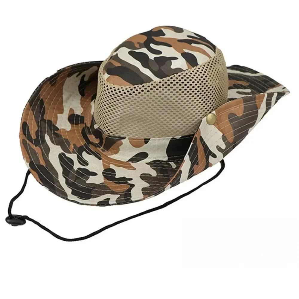 Mymetic Network Buckle Hats Wide Tent Beach Hat UV Protection Breathable Fishing Hunt Climbing Trekking Hat Outdoor Men's Sun Hat