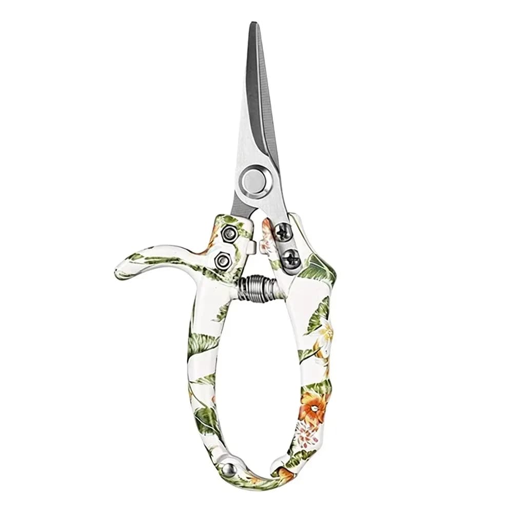 SK5/Stainless Steel Pruning Shears Non-slip Handle Floral Pattern Branch Cutter Effortless Safety Lock Fruit Picking Pruner