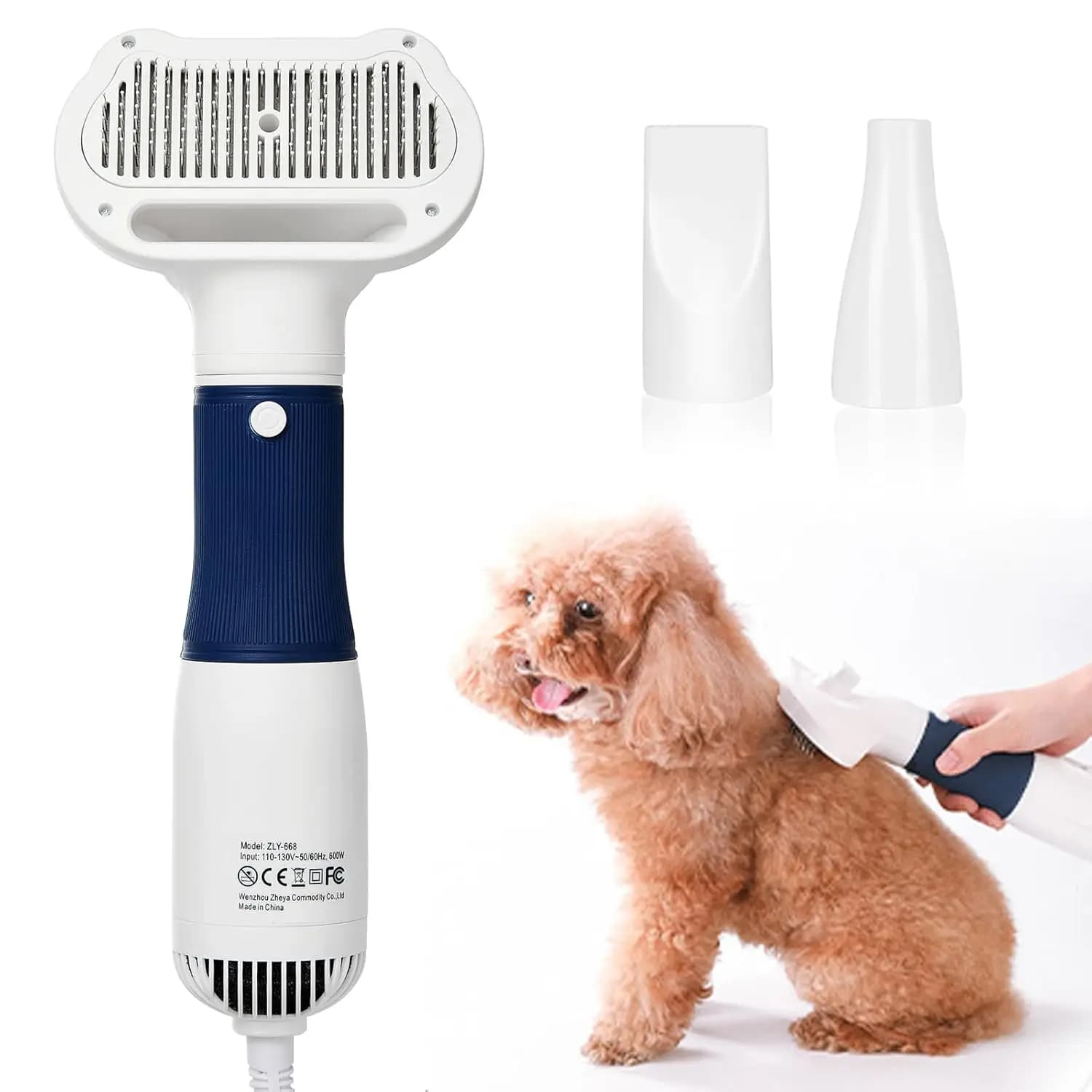3-in-1 Brush for Dogs and Cats - Portable, Adjustable Temperature with Overheating Protection