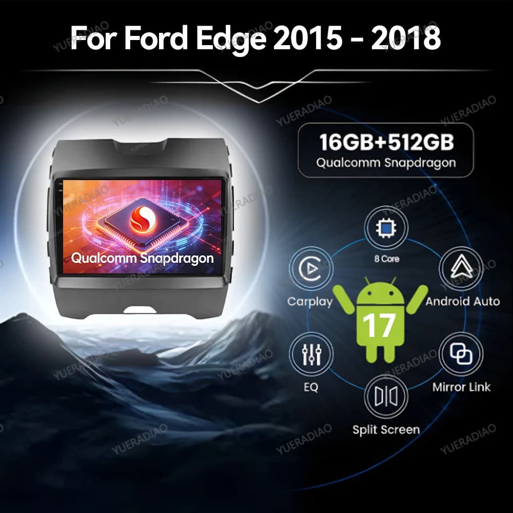 Autoradio Android 17 per Ford Edge 2 2015 2016 2017 2018 BT 4G WIFI Qualcomm Lettore Multimediale Video QLED GPS NAVI 2DIN LTE 5G