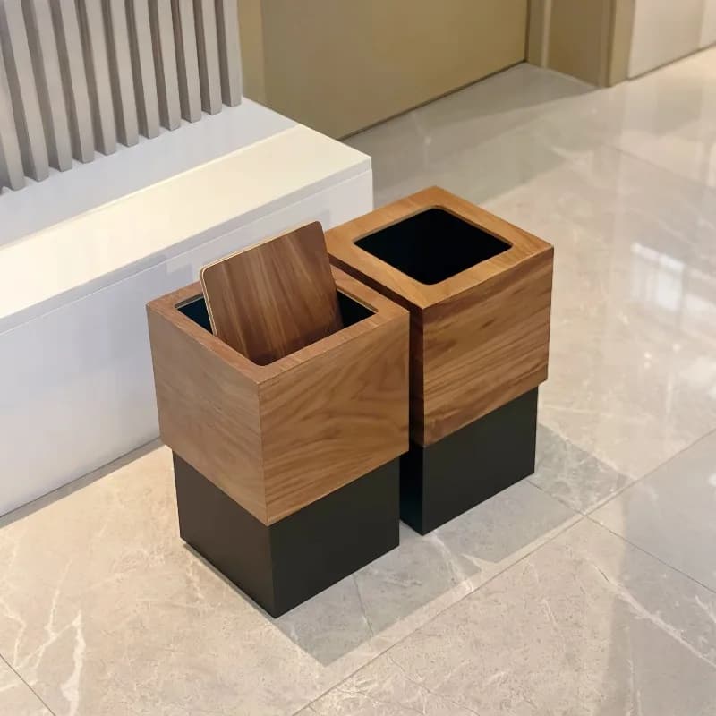 Pattumiera per la casa, soggiorno, luce, camera da letto in legno di lusso, hotel con coperchio creativo