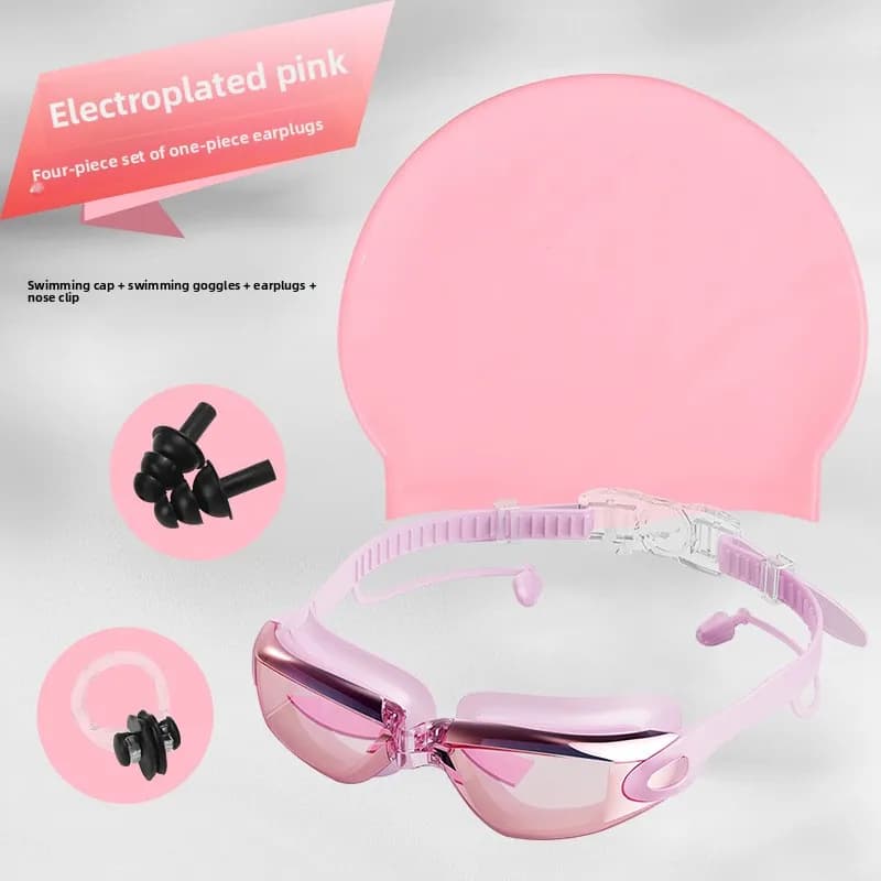 Swim Goggles Unisex UV Protection HD Clear Lens Anti Fog Waterproof With Cap For Pool Outdoor Water Sport Full Swimming Gear Set