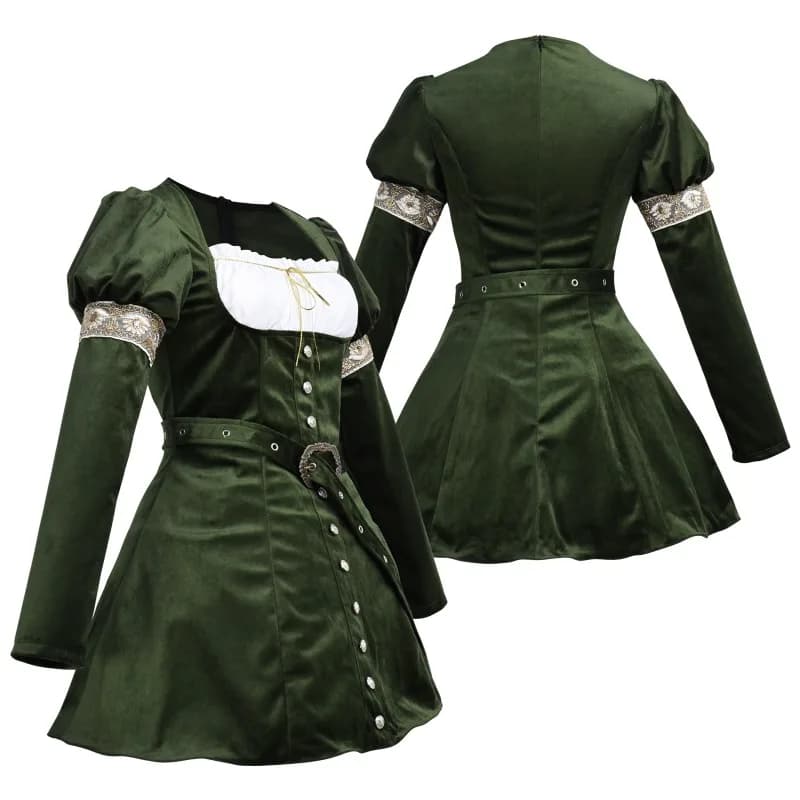 Velvet Skirt with Belt Halloween Cosplay Costumes Women's Medieval Renaissance Costume Vintage Victorian French Dress