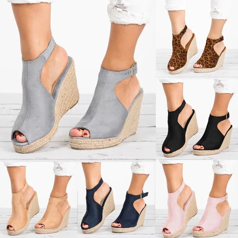 Women's Sandals Summer 2025 Espadrillas Women's Sandals Comfort Buckle Strap Platform Shoes for Women New Sandals with Heel