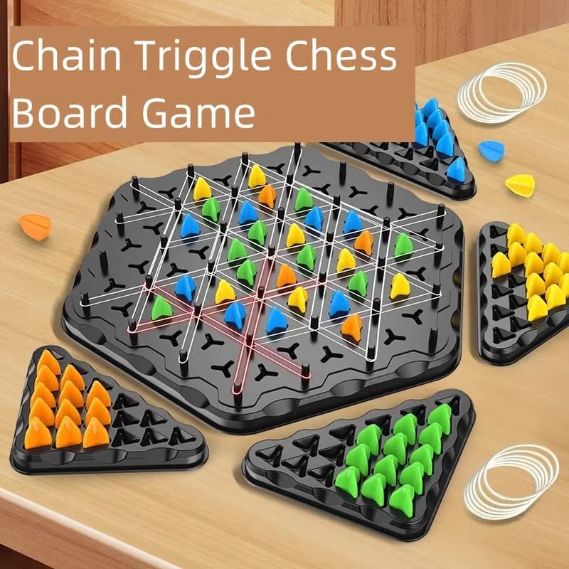 Gioco da Tavolo Triggle con Catena, Gioco di Strategia e Logica con Elastici, Set Interattivo per Bambini, Regalo per Feste in Famiglia
