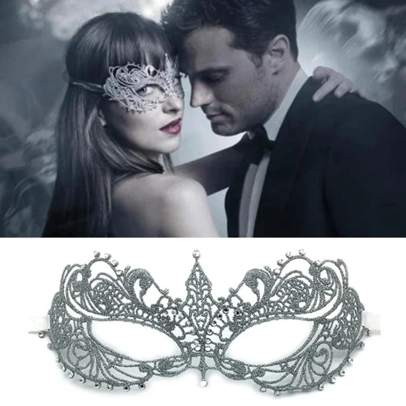 Eye mask in lace and diamonds in gold and silver Mask for male and female adults Half-face sensual woman