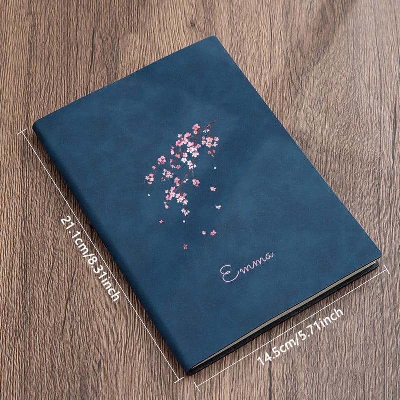 Personalized A5 Notebook with Custom Name & Date - Christmas Themed Soft Faux Leather Diary Journal, Horizontal Ruled Pages