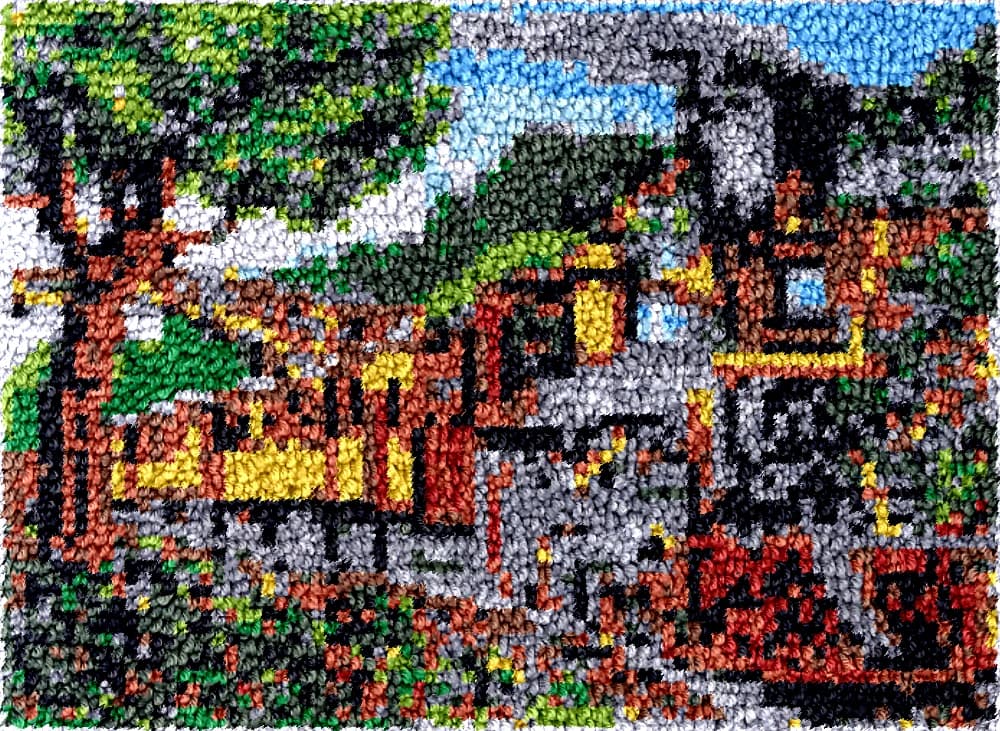 Embroidery Canvas Latch Hook Kits, GT140 Unfinished Acrylic Yarn, Embroidery Cushion, Cross Stitch Carpet