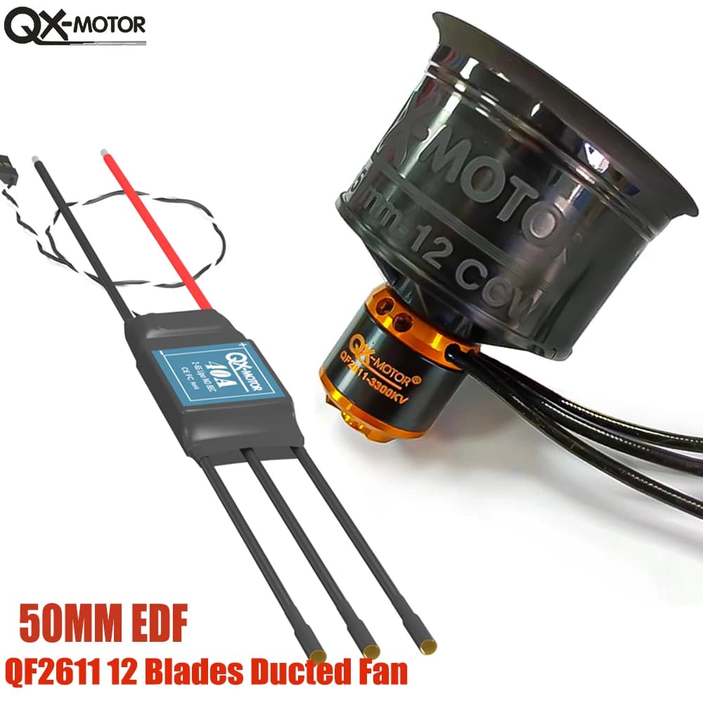 QX-MOTOR 50mm EDF QF2611 Ventola intubata a 12 pale con motore brushless utilizza 40A / 50A ESC per parti di aerei a reazione per elicotteri RC Multirotore