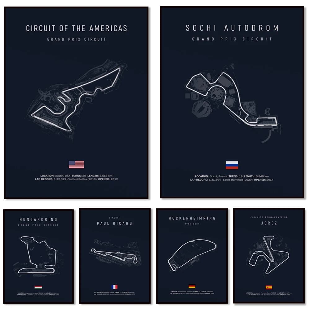 Hot Track Edition Rs Abstract racing car circuit Poster Stampe Wall Art Canvas Painting Image Living Home Room Decor Frameless