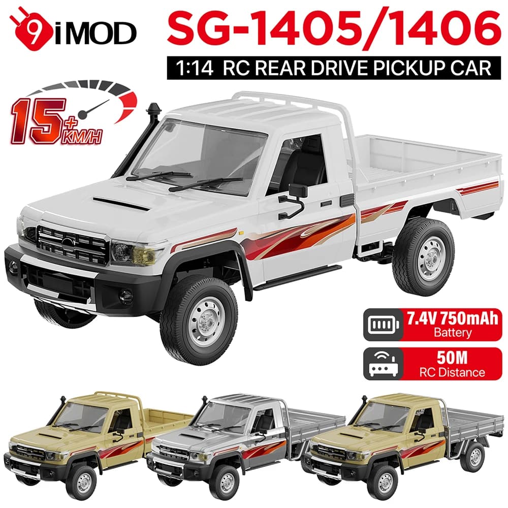 9IMOD 1/14 RC Pickup Truck 2.4G 15 km/h 260 motore 50M RC Distanza Asse Dritto Posteriore Drive RC Modello di Auto Per Adulti Bambini Giocattoli All'aperto