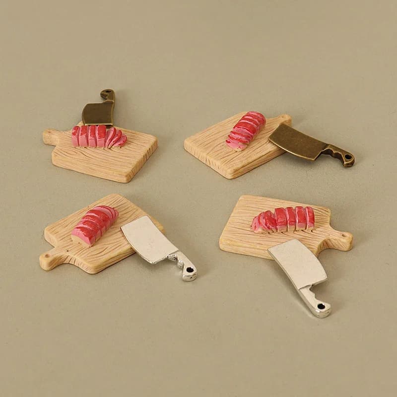 XM1pc resin doll house mini kitchen decoration doll house accessories for home 1/12 doll house cut meat set kitchen knives