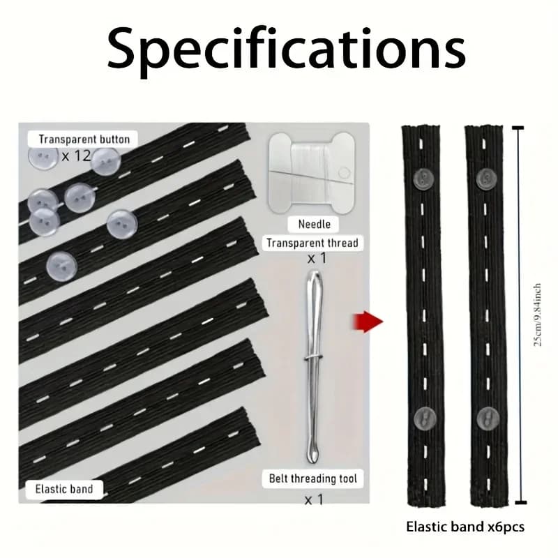 Set di 1 elastico regolabile per stringere la cintura - Estensore per vita di pantaloni bianco e nero senza stampa, rilassatore unisex senza cuciture con bottoni per jeans e pantaloni