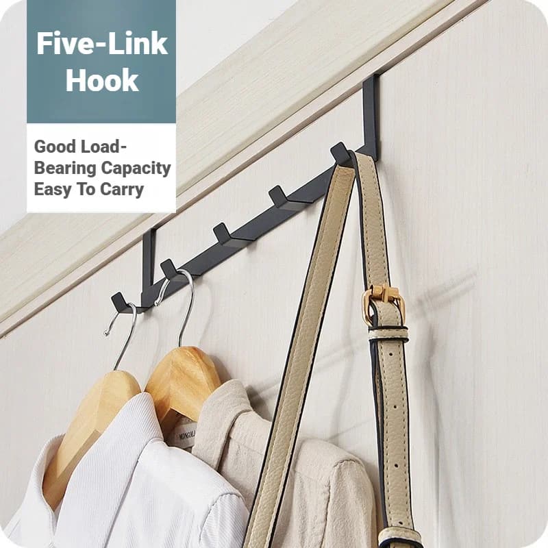 Over The Door Punch Free Wrought Iron Hanger Clothes Coat Hat Towel Bag Sundries Storage Rack Bathroom Kitchen Household JJ3014